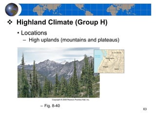 Highland Climate (Group H) Locations High uplands (mountains and plateaus) Fig. 8-40 