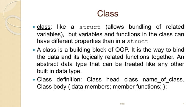 Classes and objects in c++ | PPT