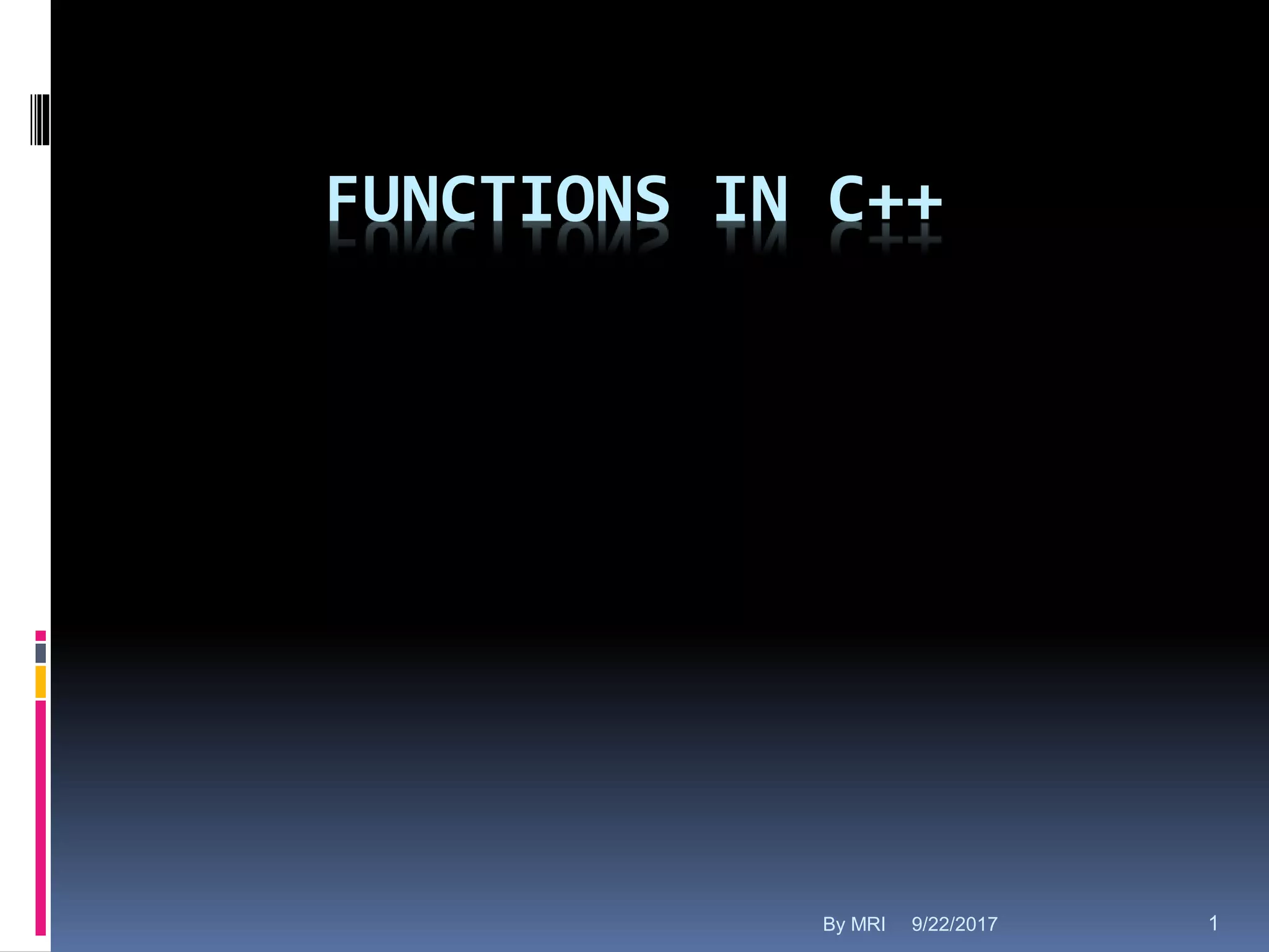 Functions in c++ | PPT
