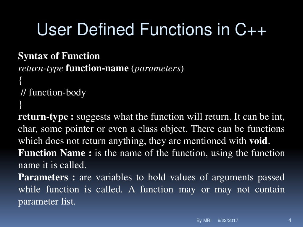 Functions in c++