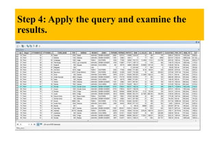 Step 4: Apply the query and examine the
results.
 