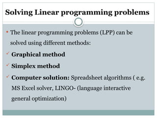 CHAPTER FOUR.pptx Linear and non linear programming | PPTX