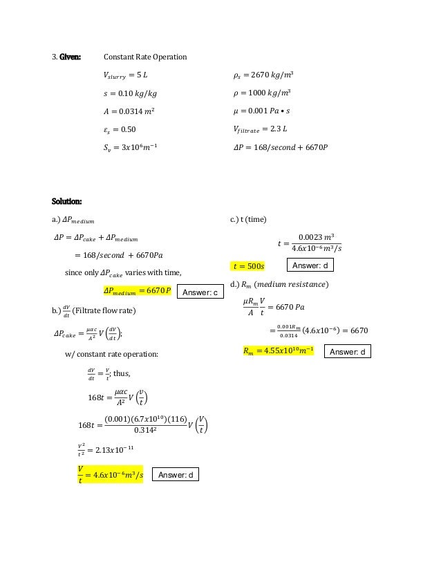 Filtration Of Liquids Chapter 4 Solution Particle Technology Ho