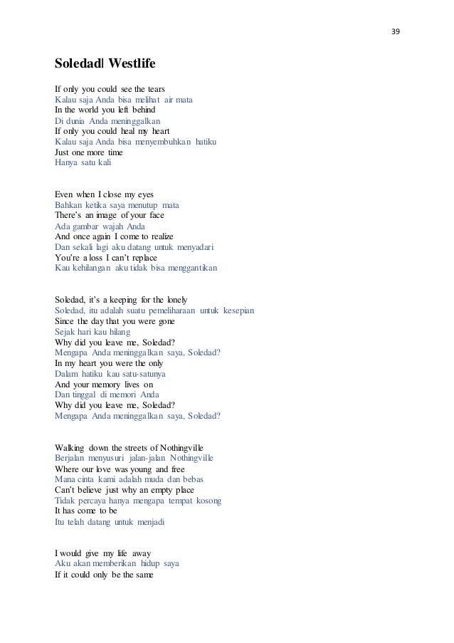 Chord Gitar Westlife Soledad Dalam