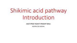Shikimic acid pathway
Introduction
ASST.PROF ROHIT PRADIP MALI
NGSPM COP, NASHIK.
 