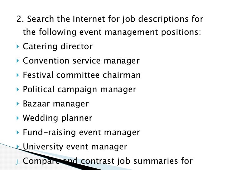 events manager job description