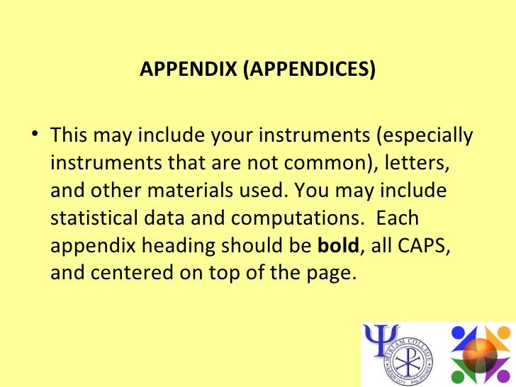 Appendices in essays