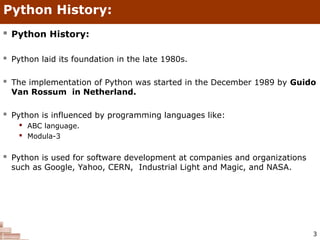 CHAPTER I INTRODUCTION.ppt of python programming | PPT