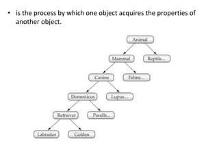 • is the process by which one object acquires the properties of
another object.
 