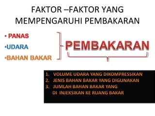 FAKTOR –FAKTOR YANG
MEMPENGARUHI PEMBAKARAN
 
