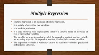 Regression, Multiple regression in statistics | PPT