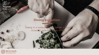 Get in touch.
Ida_Baguswiraa
Hospitali
Tree.
Dining evolution.
“Eating in a restaurant is no longer a special
occasion, no...
