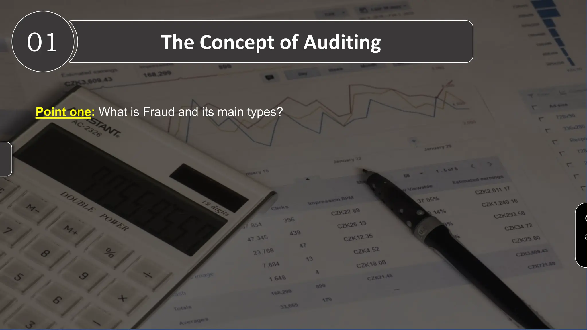 01 The Concept of Auditing
C
a
Point one: What is Fraud and its main types?
 