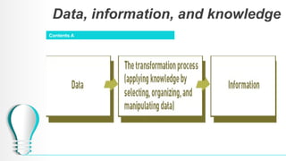Data, information, and knowledge
Contents A
 