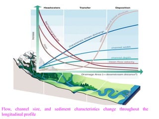 69
Flow, channel size, and sediment characteristics change throughout the
longitudinal profile
 