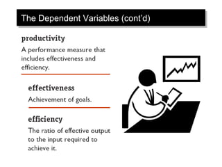 The Dependent Variables (cont’d)
The Dependent Variables (cont’d)
 