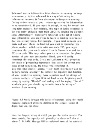 Chapter Outline8.1 How Memory Functions8.2 Parts of the Brain | DOCX