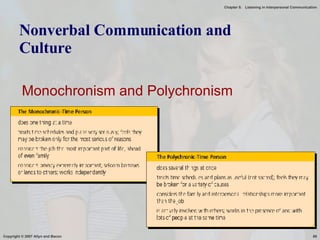Nonverbal Communication and Culture Monochronism and Polychronism 