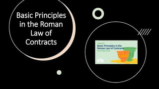 Basic Principles
in the Roman
Law of
Contracts
 