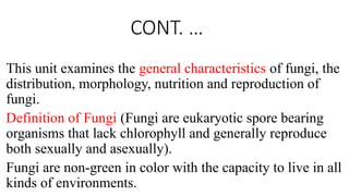 Chapter_seven[.].GENERAL CHARACTERISTICS OF FUNGI | PPTX