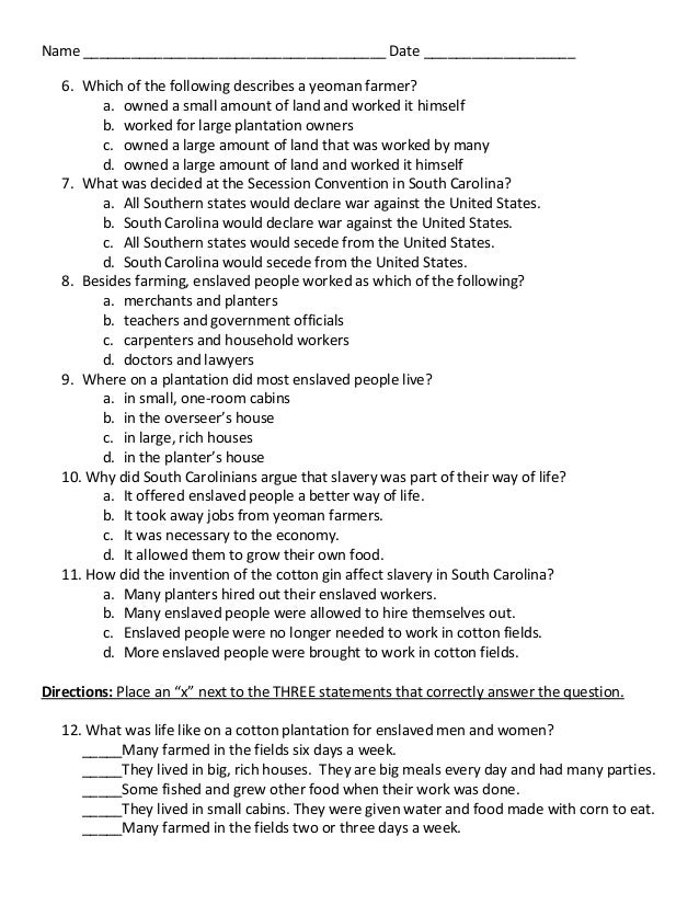 Chapter Seven Social Studies Quiz Review