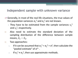 Independent sample with unknown variance
•
 