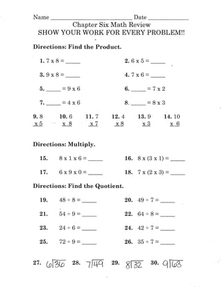 Chapter Six Math Review