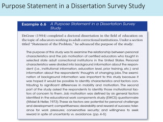 Purpose Statement in a Dissertation Survey Study
 