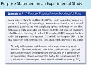 Purpose Statement in an Experimental Study
 