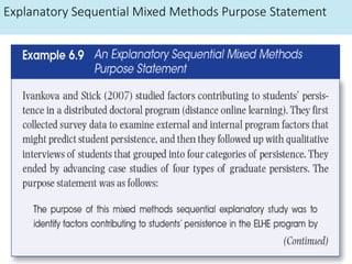 Explanatory Sequential Mixed Methods Purpose Statement
 