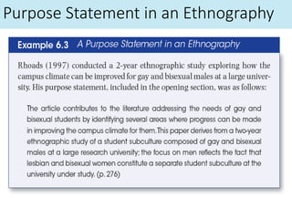 Purpose Statement in an Ethnography
 