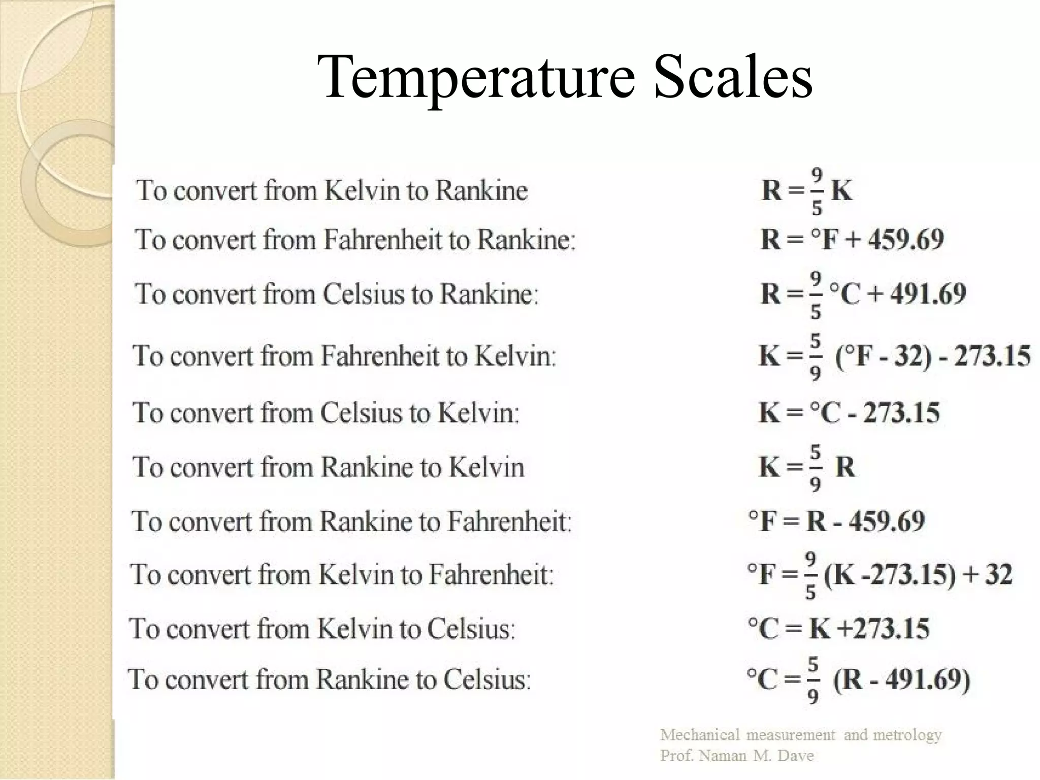 Temperature Scales
 
