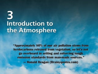 The Title Photo Page “ Approximately 80% of our air pollution stems from hyrdocarbons released from vegetation, so let’s not go overboard in setting and enforcing tough emission standards from man-made sources.” —  Ronald Reagan (Brainyquotes.com) 