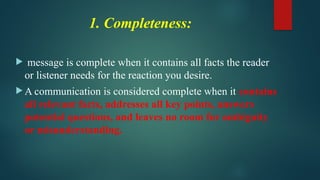 Completeness Message Mastering the 7 C's of Effective Communication: Principles and ...