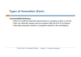 Essential of Technology Entrep. & Innovation- Chapter three critical ...