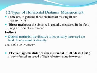 Horizontal Distance Measurement Methods chapter two.pdf Survey chapter two for engineerings | PDF