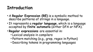 Regular Expression In Programming Chapter Two - Regular Expression and Regular languages.pptx