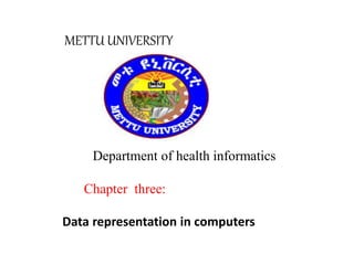 METTU UNIVERSITY
Department of health informatics
Chapter three:
Data representation in computers
 