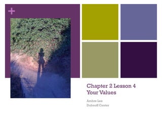 Chapter 2 Lesson 4 Your Values Ambre Lee Dubnoff Center 