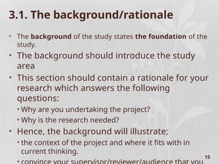 Background And Rationale Comprehensive Guide to Writing Effective Scientific Research Proposals ...