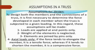 ASSUMPTIONS IN A TRUSS
 