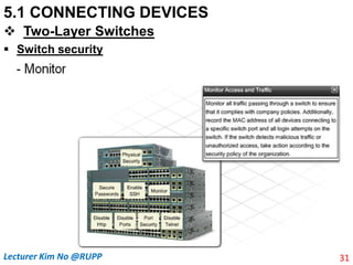 5.1 CONNECTING DEVICES
 Two-Layer Switches
 Switch security
31
Lecturer Kim No @RUPP
 