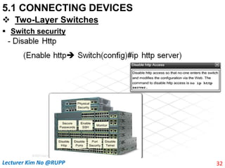 5.1 CONNECTING DEVICES
 Two-Layer Switches
 Switch security
32
Lecturer Kim No @RUPP
 