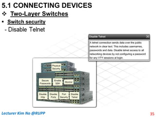 5.1 CONNECTING DEVICES
 Two-Layer Switches
 Switch security
35
Lecturer Kim No @RUPP
 