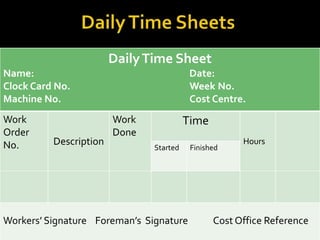 Daily Time Sheets<br />