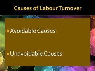 Causes of Labour Turnover<br />Avoidable Causes<br />Unavoidable Causes<br />