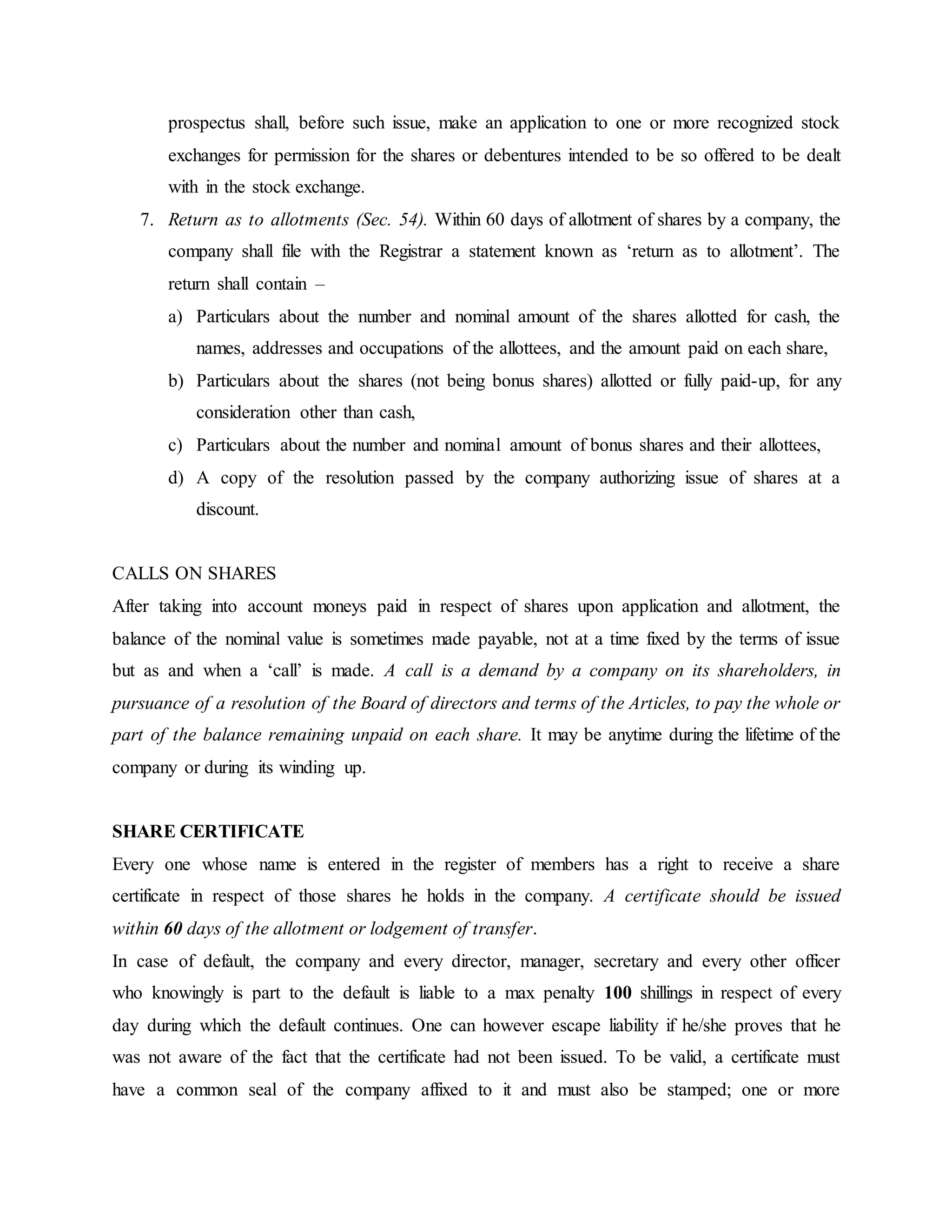 Shares Notes Company Law - Shares Notes | DOCX