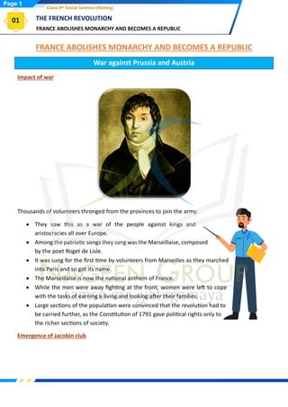 Class 9 History Chapter Wise Topic Wise Notes Chapter 1 The French ...