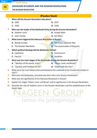 Class 9 History Chapter Wise Topic Wise Notes Chapter 2 Socialism in ...