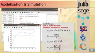 Modélisation & Simulation
Modélisation & Simulation
Outil Maxima
Soit la tâche suivante :
Resoudre les équation suivantes
Outil Maxima
Soit la tâche suivante :
Resoudre les équation suivantes
41
41
 